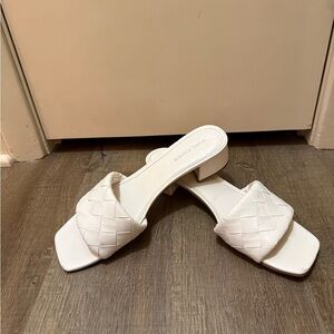 Marc Fisher Cream Woven Slide Sandals